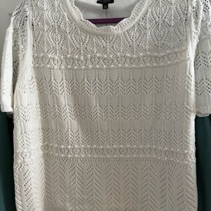 White Lace Sweater Knit Top